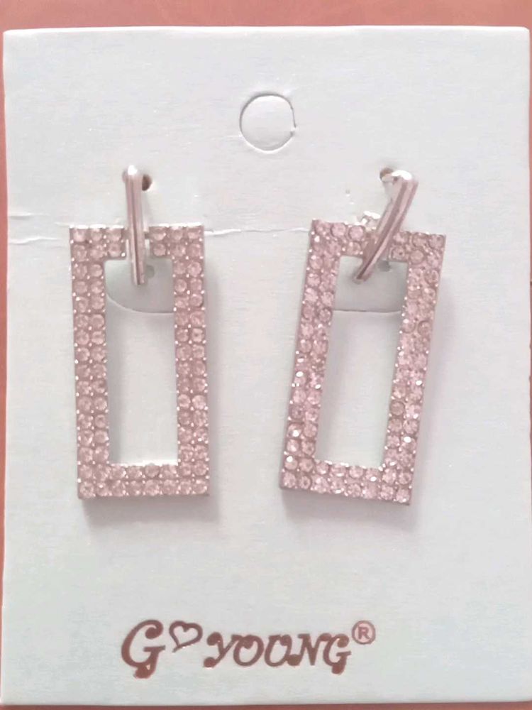 Sparkling Rectangular Drop Earrings