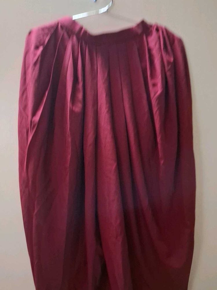 Burgundy Pleated Dhoti