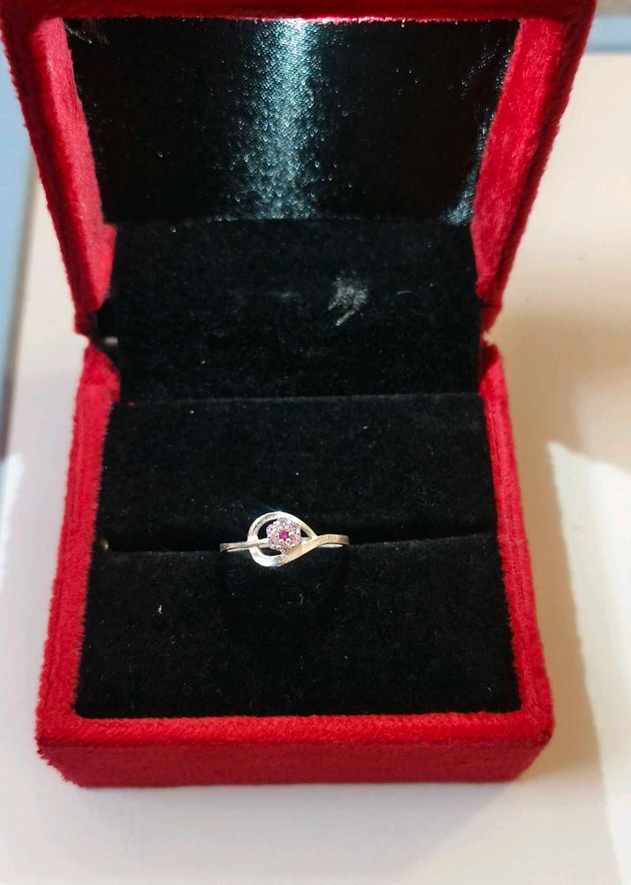 Silver Ring with Pink Stone # fixed price