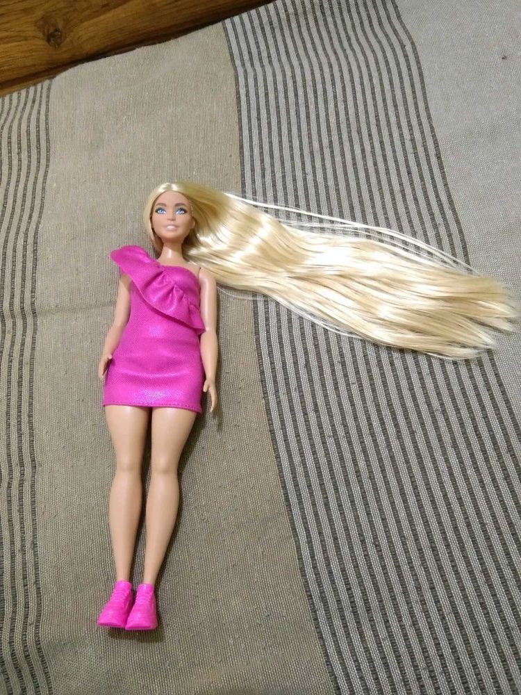 Curvy Barbie with long blond saran hair