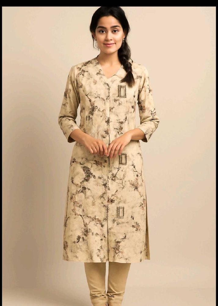 Elegant Beige Printed Kurta