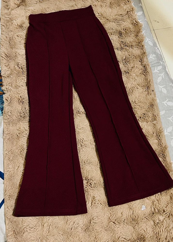 Burgundy Flare Trouser  For Woman