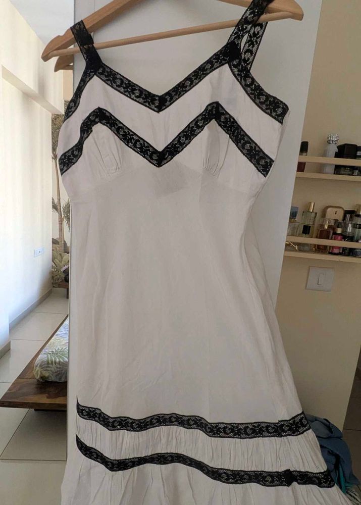White Lace Trim Dress