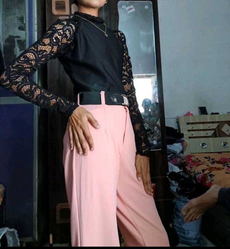 Blk Nd Peach Co-ord Set Without Belt