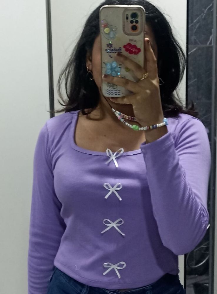 Lilac Long Sleeve Top with Bows