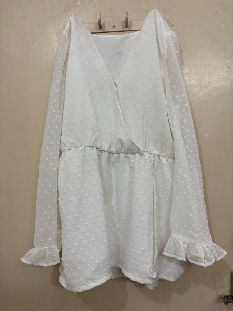 White Swiss Dot Romper