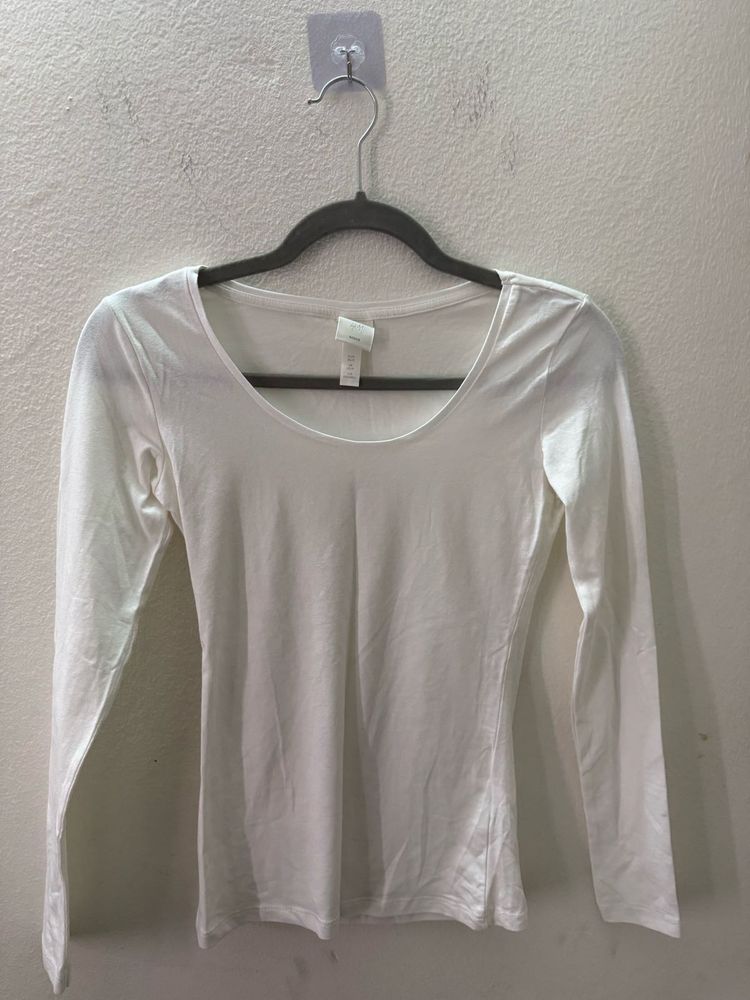 H&amp;M White Fitted Top