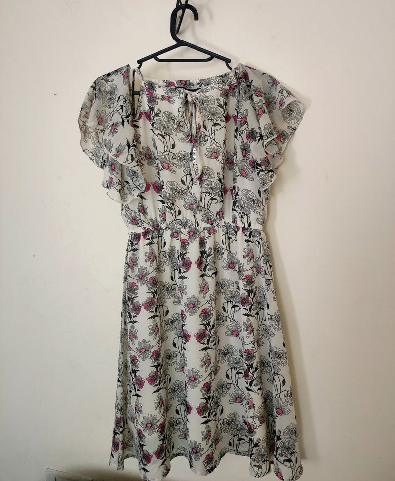 Cold-Shoulder Floral A-Line Dress