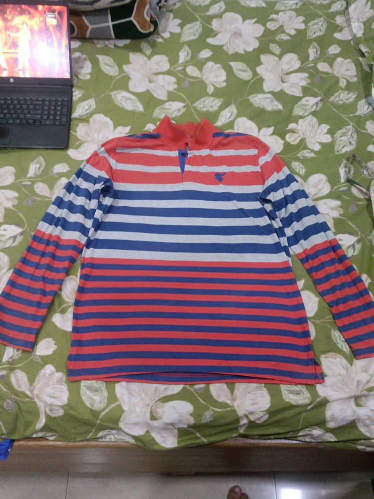 Striped Long Sleeve Polo Shirt