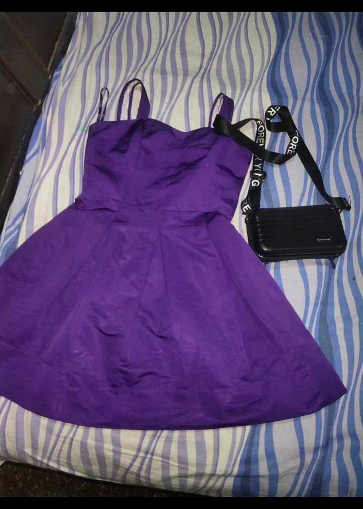 Women Lavender Imported Stripped Skater Dress Jaco