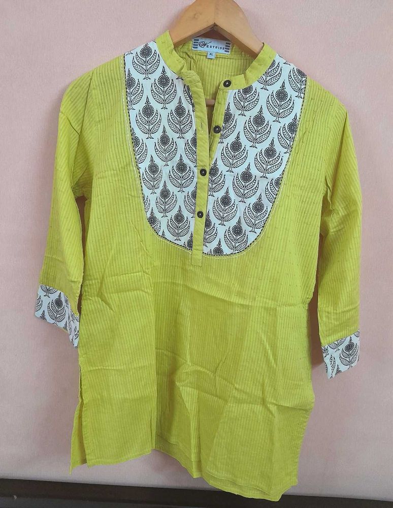 Stylish Lemon Green Short Kurti