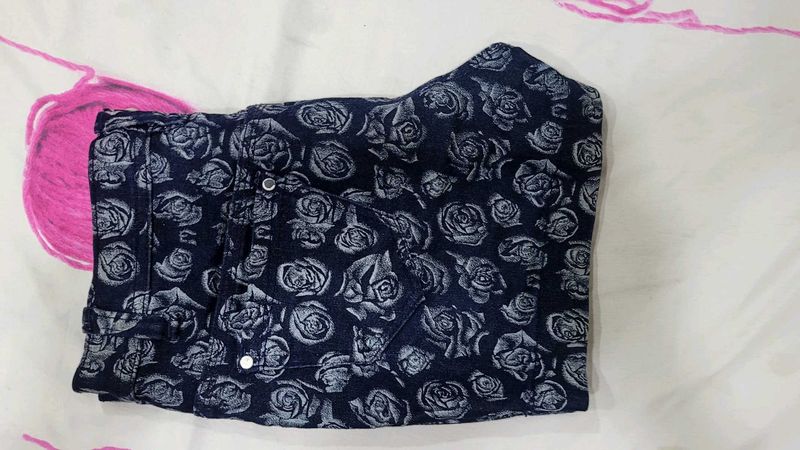Floral Print Denim Jeans