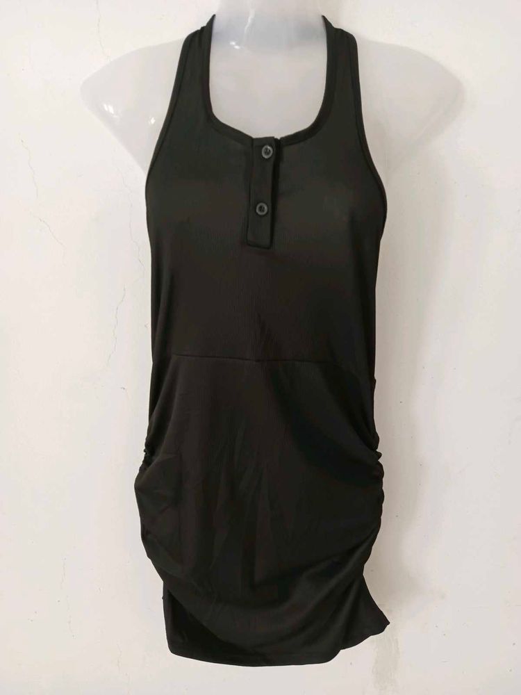 BLACK HALTER BODYCON DRESS