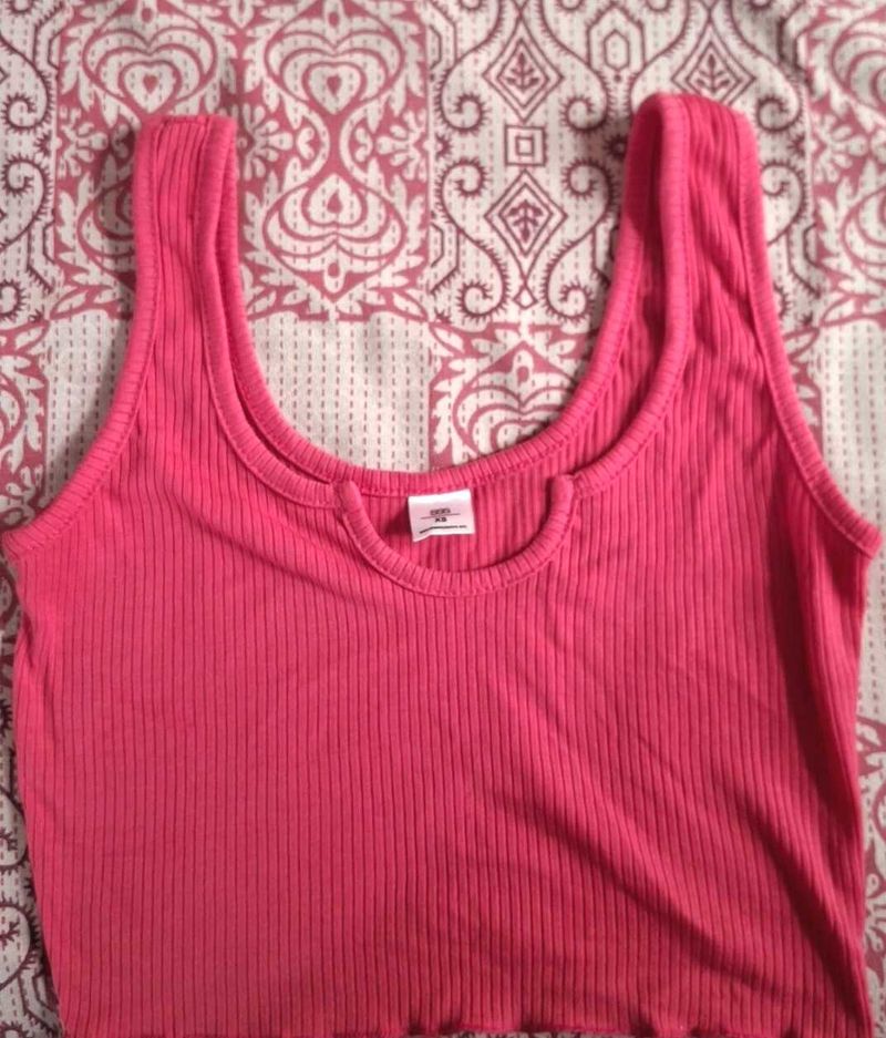 Pink Ribbed Tank Top