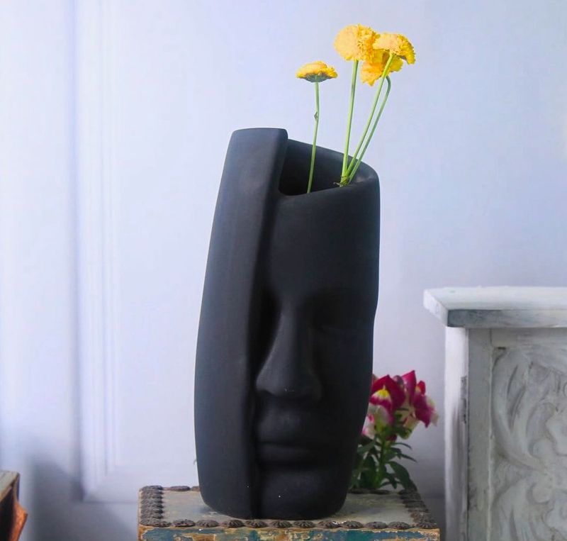 Black Ceramic Face Multipurpose Planter