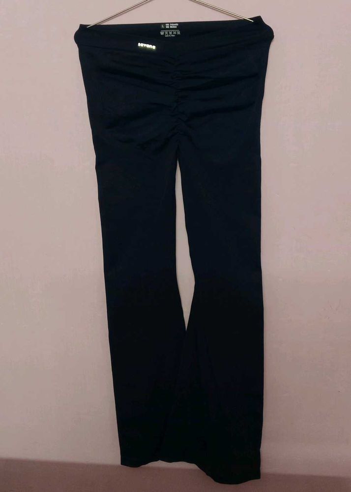SAVANA Gathered Flare Leg Pants/Leggings