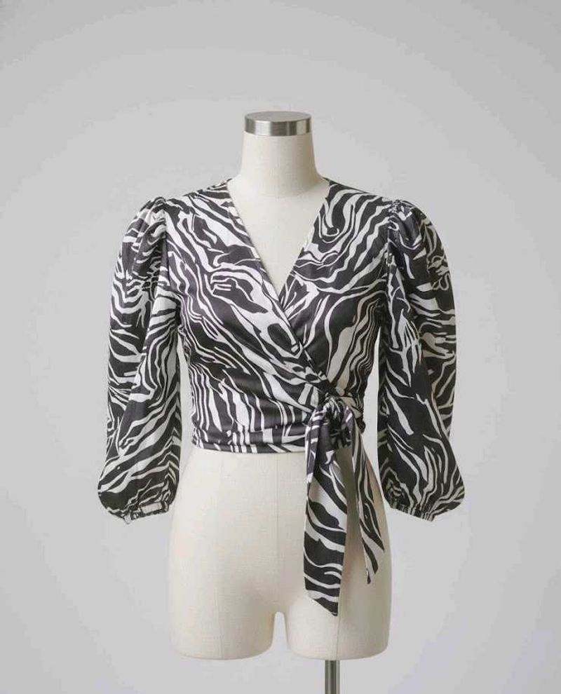 Zebra Print Wrap Top