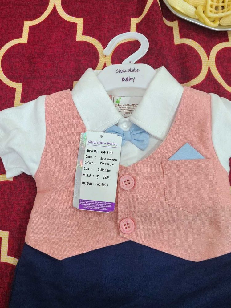 Boys Orange Romper