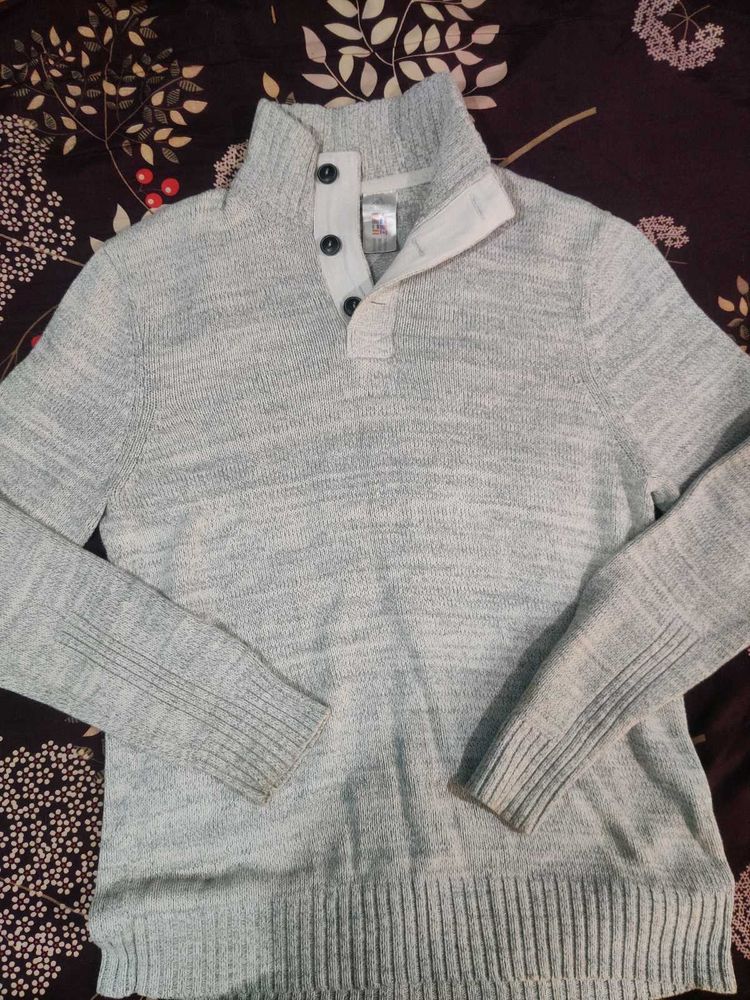Adidas orignal Stylish Grey Button-Up Sweater