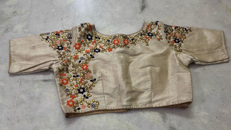 Exquisite Embroidered Gotta Patti WorkSilk Blouse