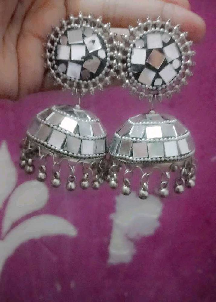 Mirrored Jhumka Earrings