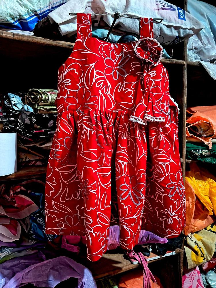 Girls Red Floral Dress