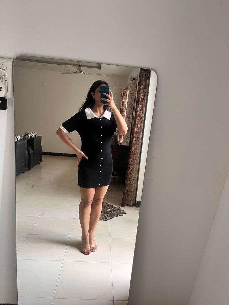 Korean Mini Black Dress (LBD) For Women