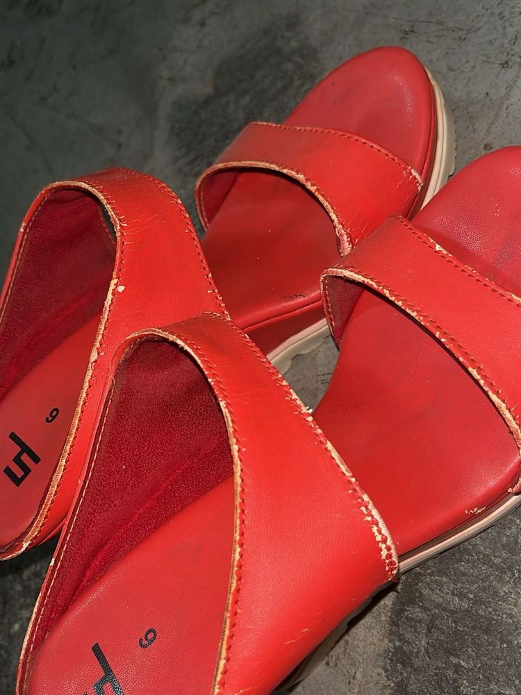 Red Platform Sandals - Size 6