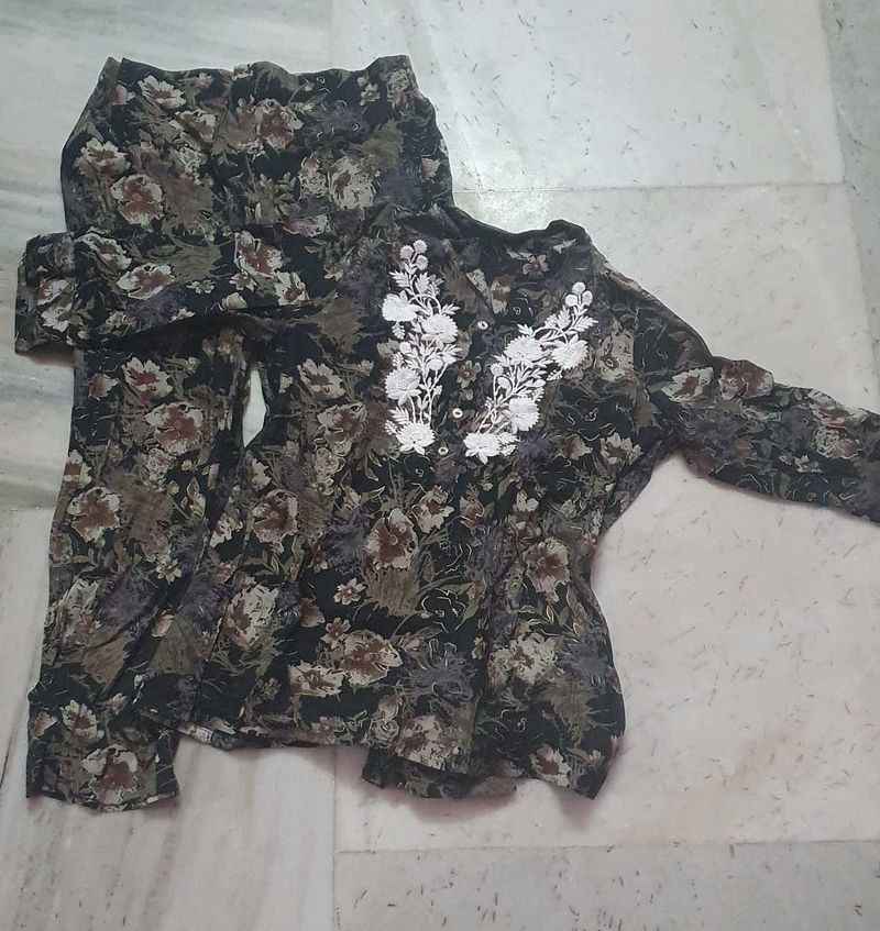 COMBO CORDSET With Floral Print Pant Suit