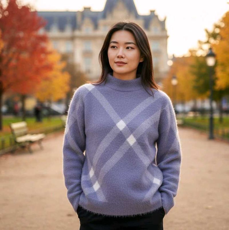 🇨🇦Stylish Purple Patterned Sweater 😊