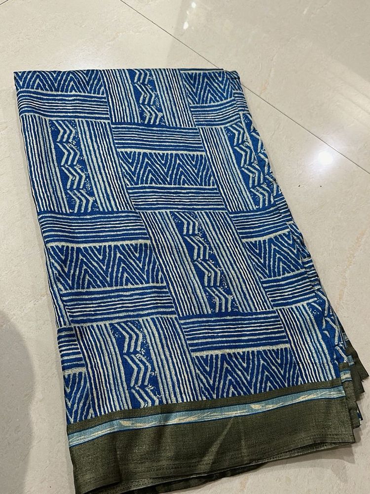 Blue Printed Saree