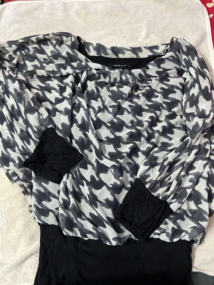 Houndstooth Top - Black/White