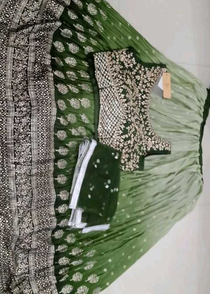 Green Embroidered Lehenga Set