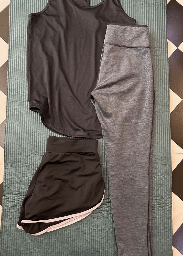 Athletic Set - Top, Shorts, Leggings