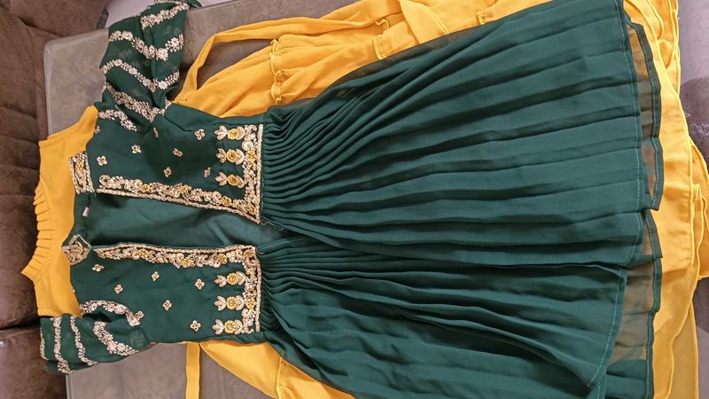 Indo Western Style With Long Green Shrug