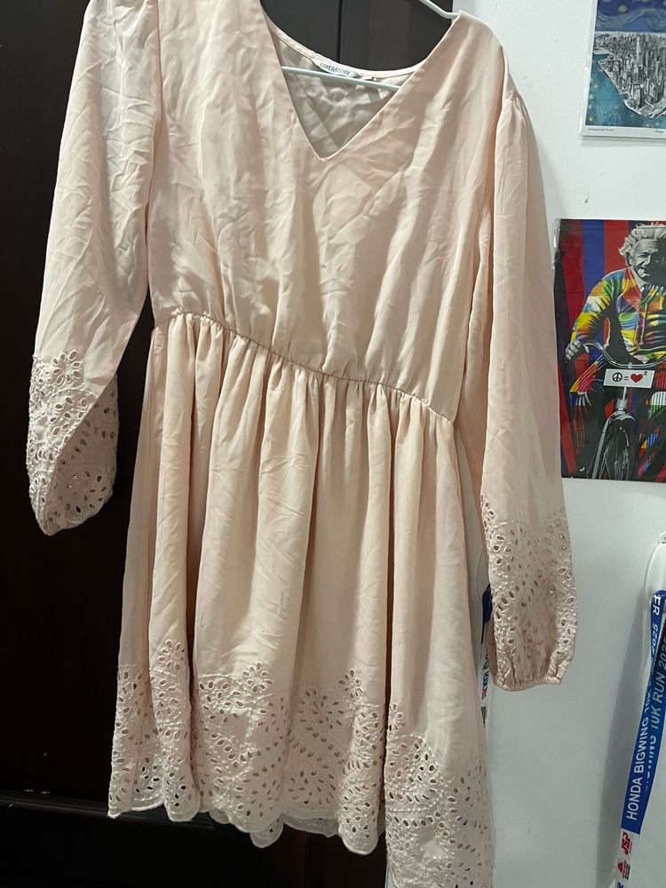 Cover Story Blush Pink Dress with Eyelet Details