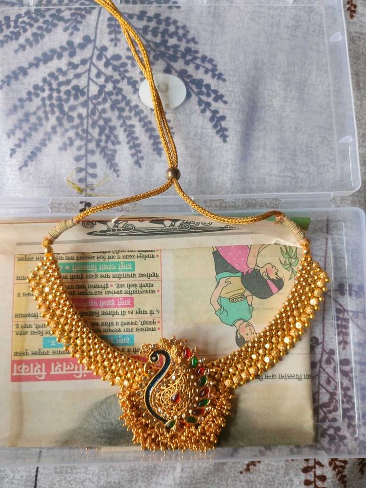 Gold Tone Peacock Necklace