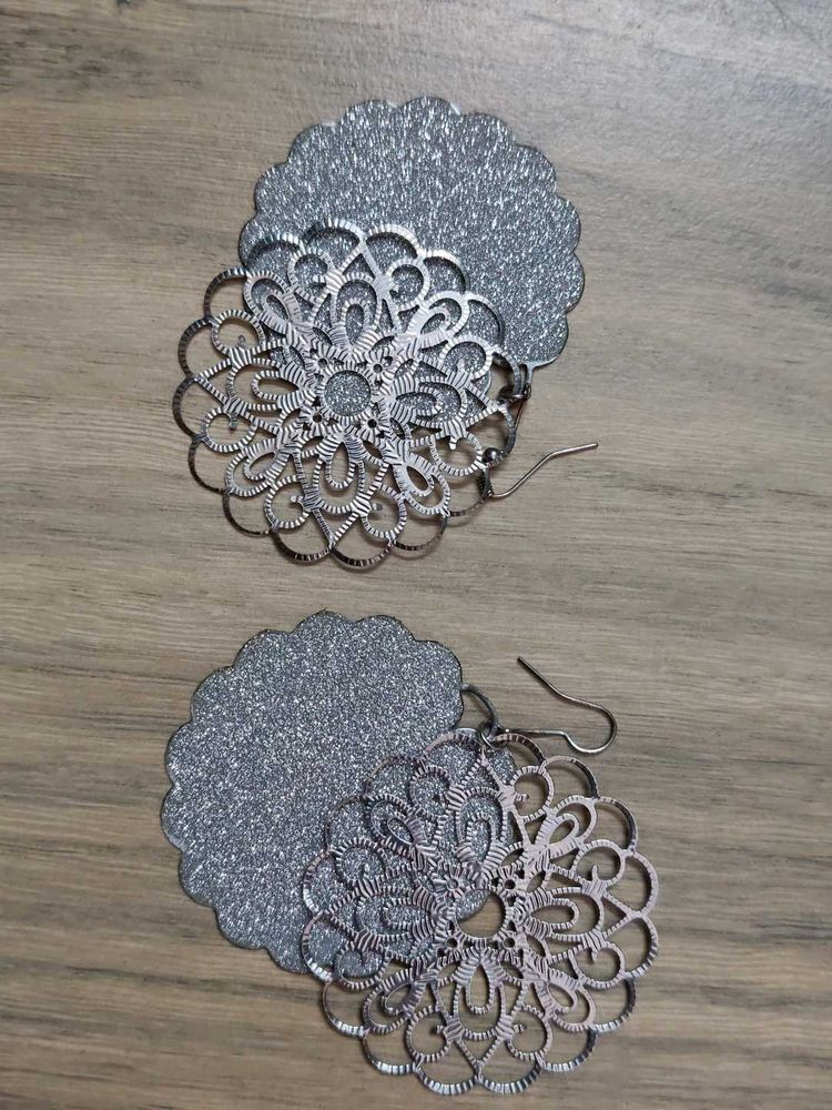 Silver Sparkle &amp; Filigree Earrings