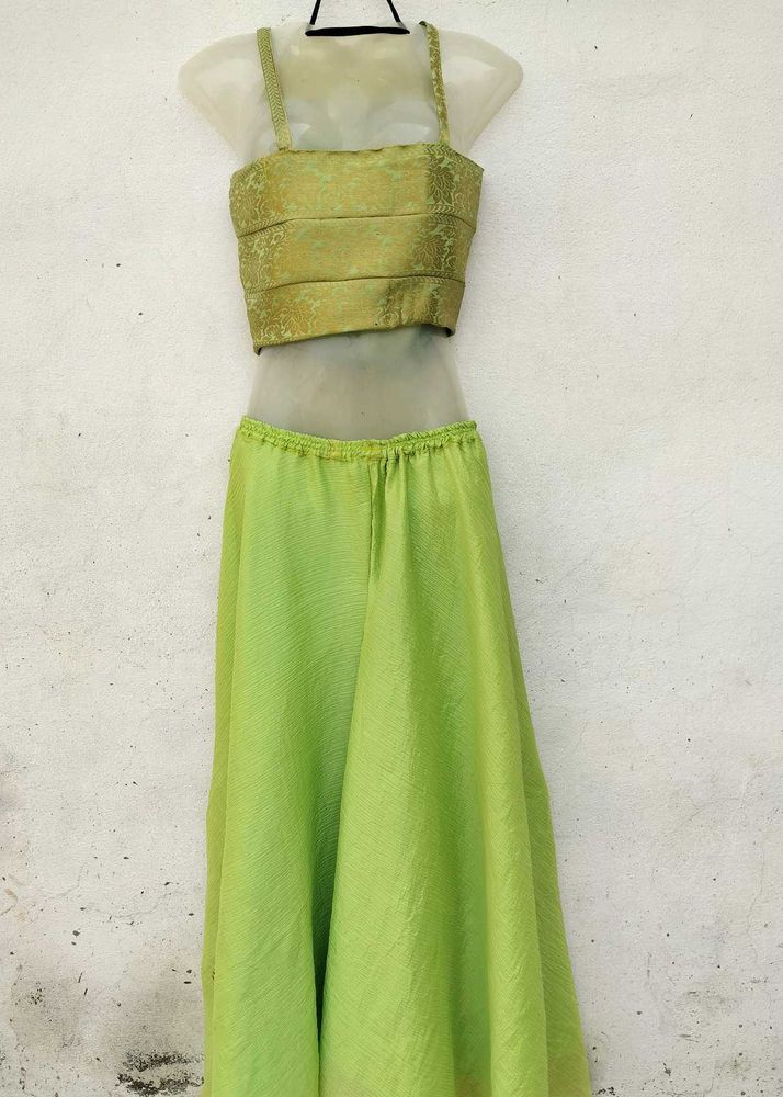 Green Crop Top &amp; Palazzo Set