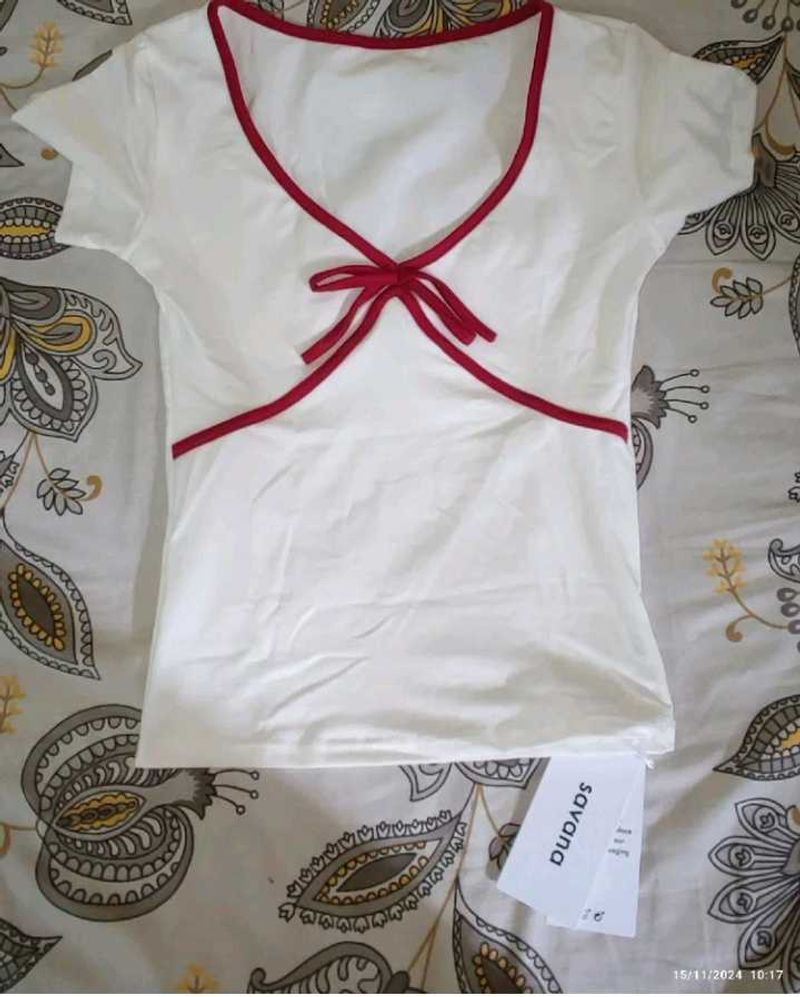 🌸V Neck Bow Top