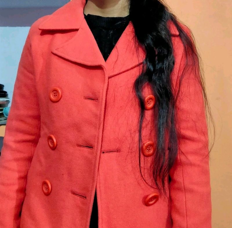 Woolen Coat Tomato Orange Color,