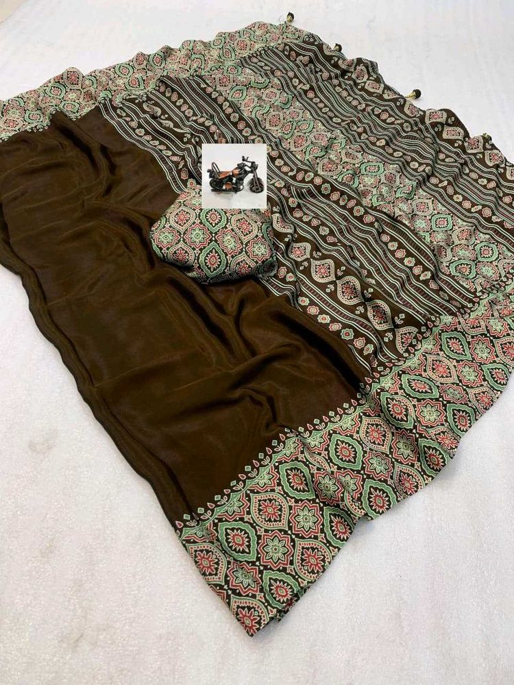 Satin Silk Ajrakh Saree