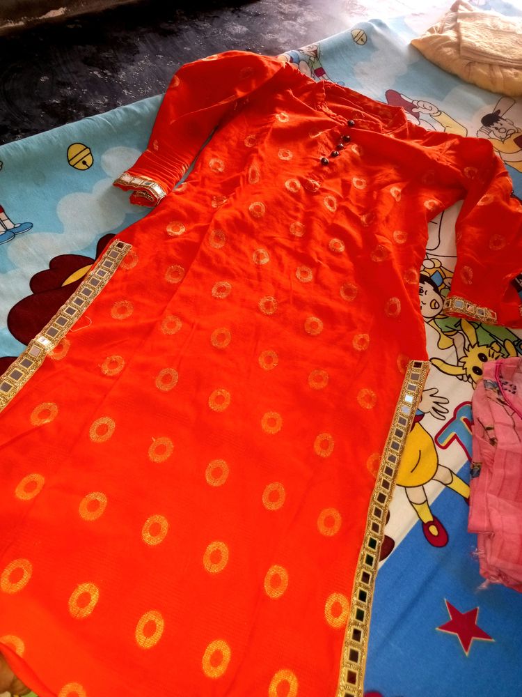 Orange Mirror Kurti