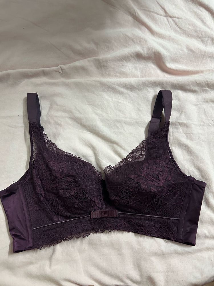 Elegant Purple Lace Bra
