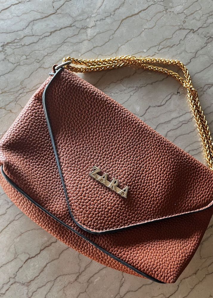 Zara Official Brown Crossbody Bag