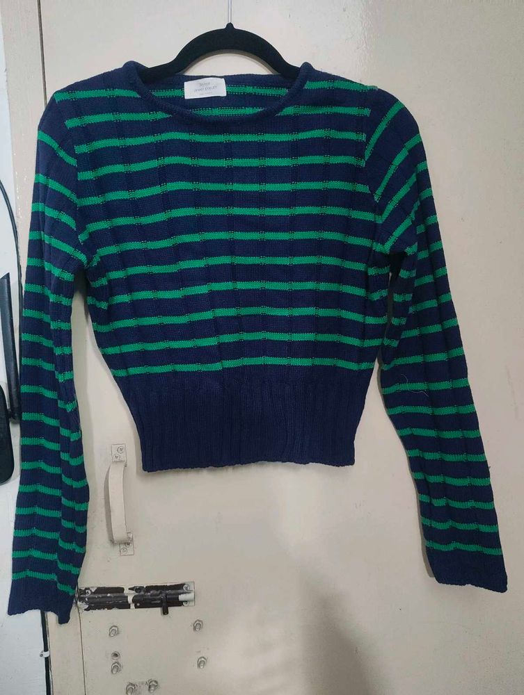 Striped Knit Crop Sweater
