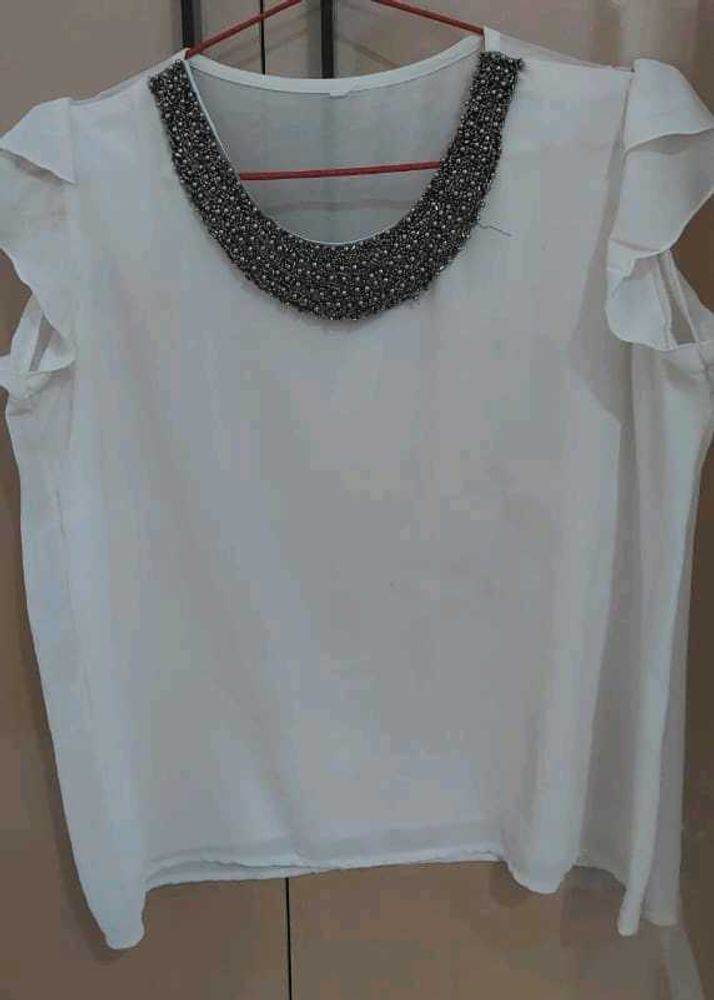 White Beaded Top