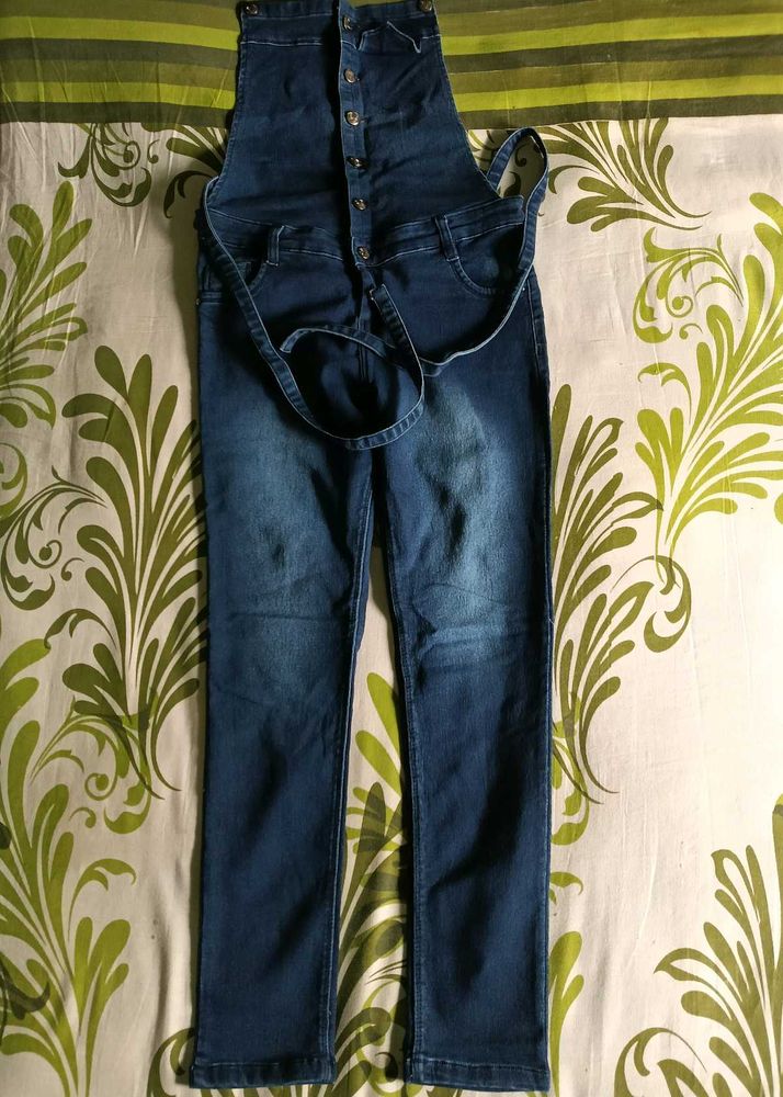 Denim Button-Down Overalls