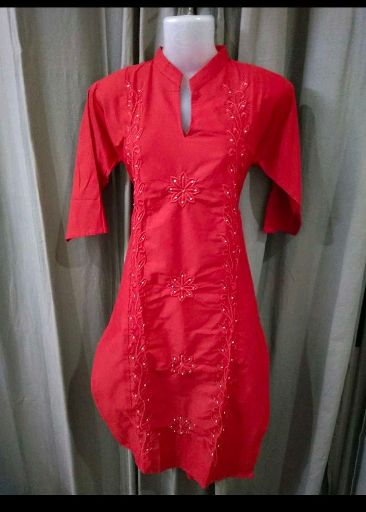 Red Cotton Kurta