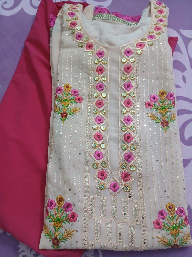 Embroidered Sequinn Kurta Plazo Dupatta Set
